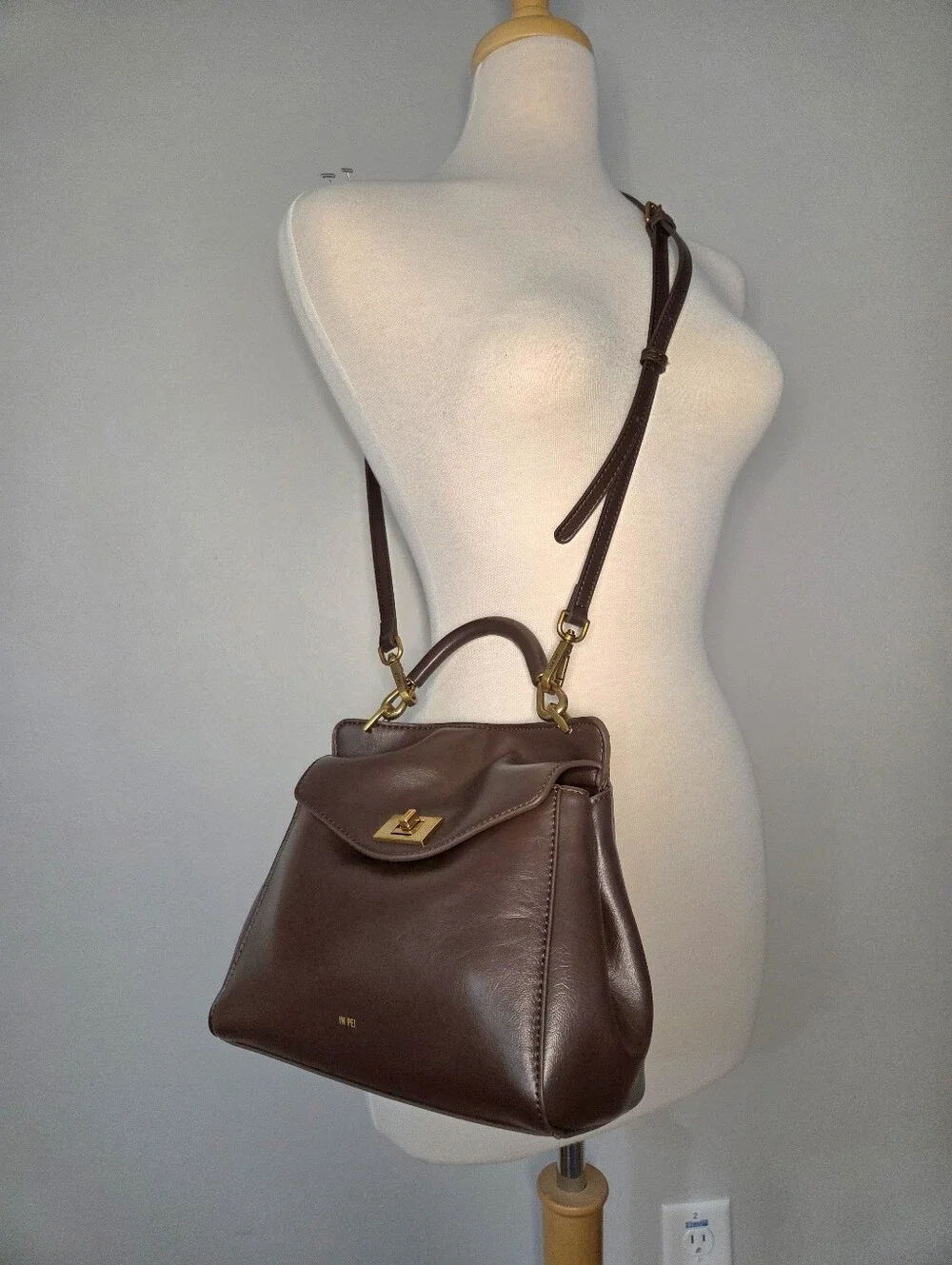 JW PEI Lucia Classic Top Handle Bag In Dark Brown
